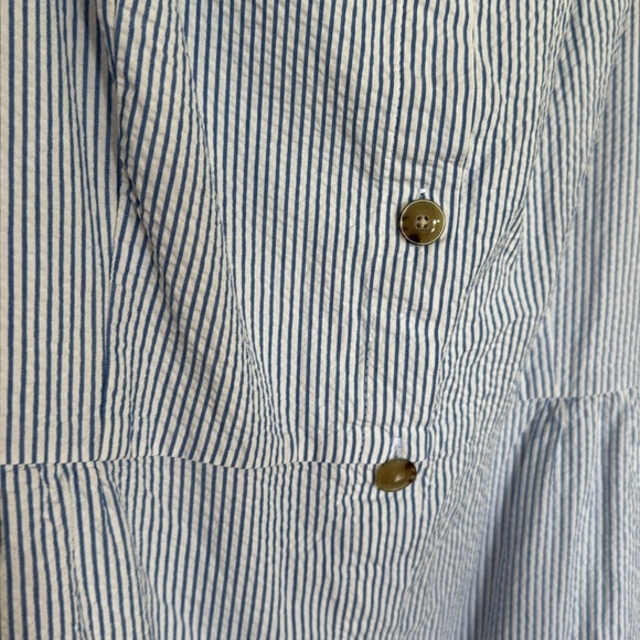 J. Crew blue/white stripe seersucker button front tank straps lined midi Size 18 - Picture 7 of 8